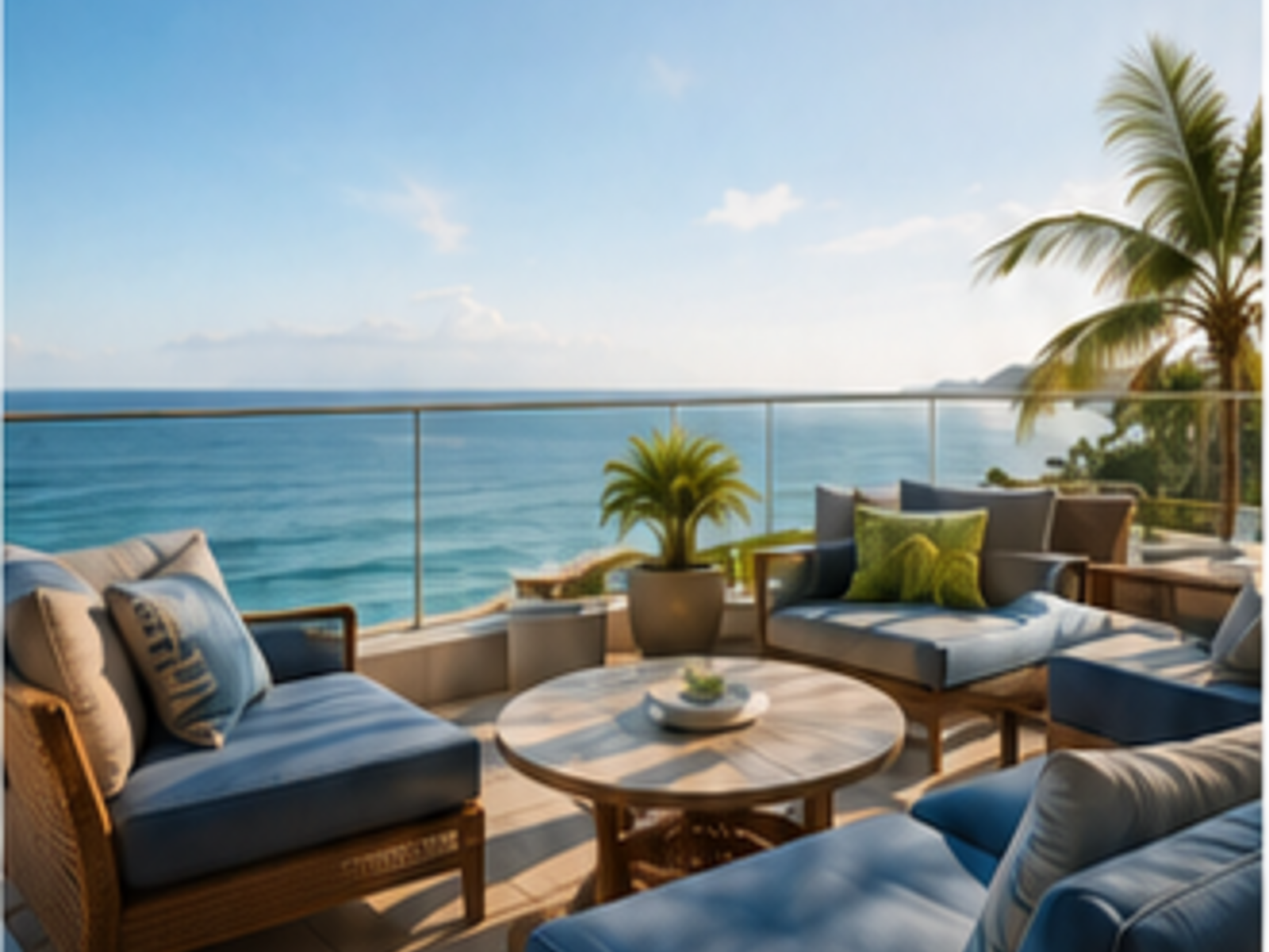 Oceanfront vacation property terrace