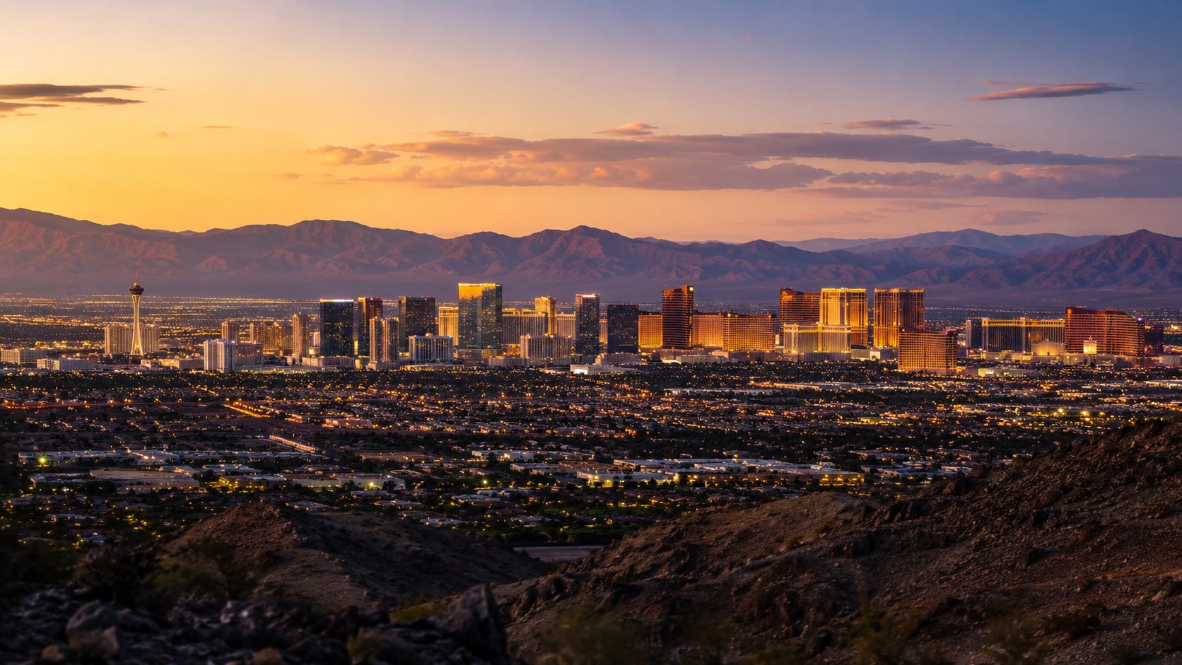 Las Vegas skyline and corporate travel destination