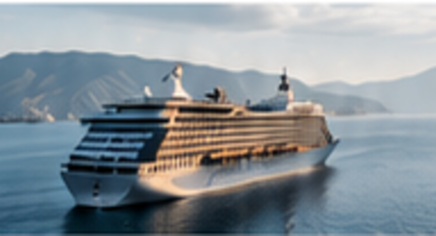 Cruise ship traveling through a coastal destination