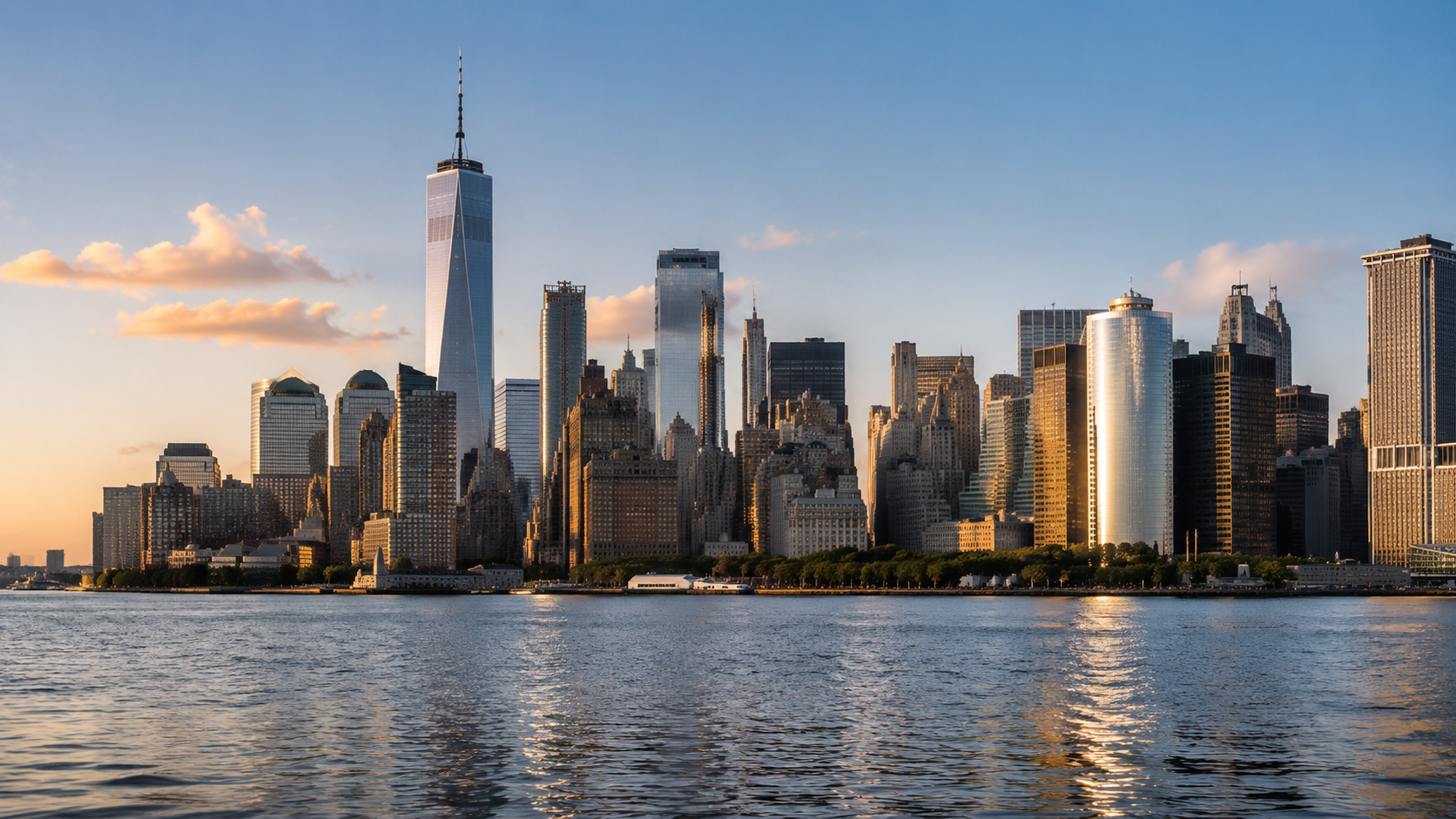 New York City skyline and business district
